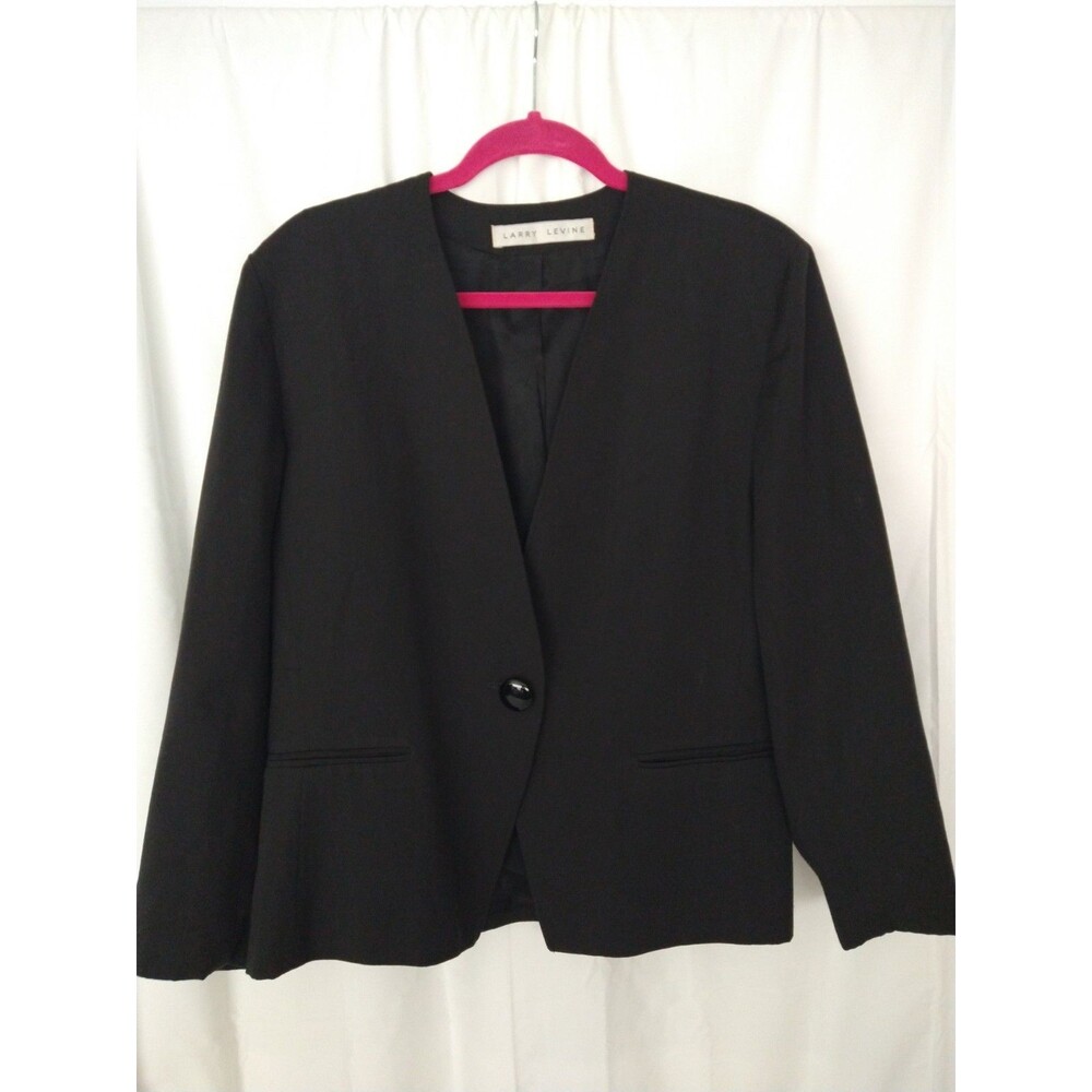 Vintage Larry Levine Black Single Button Blazer Size 16 Union Made USA